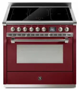 Steel AQ9S 5FI BR B Ascot 90cm Bordeaux with Bronze Trim Induction Freestanding Cooker