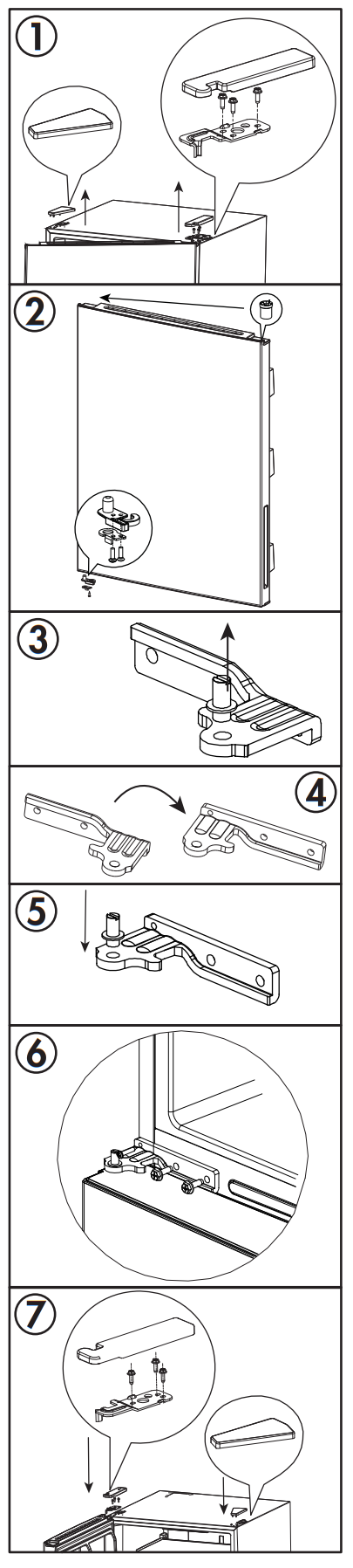 DANBY DBM187E1WDB Refrigerator - DOOR REVERSAL