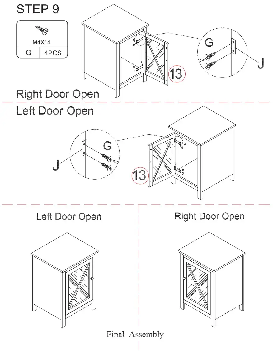 JAXPETY HG61W1118 Wood Nightstand End Table - fig 13