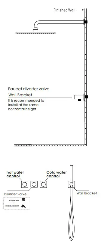 PROOX PRAERX749MB 3 Handle 2 Spray Round High Pressure Shower Faucet - PRODUCT DRAWING