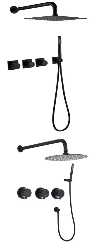 PROOX PRAERX749MB 3 Handle 2 Spray Round High Pressure Shower Faucet