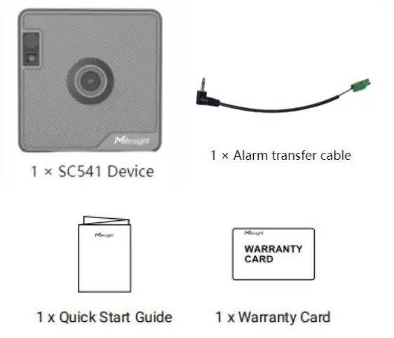 Milesight SC541 X1 Sensing Camera - Packing List