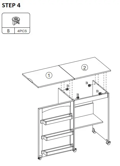 JAXPETY HG61R0970 Moving White Foldable Sewing Table WCabinet - fig 5
