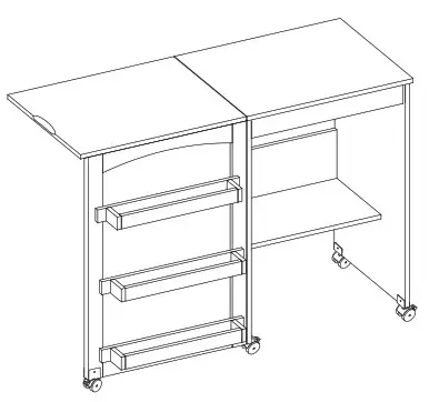 JAXPETY HG61R0970 Moving White Foldable Sewing Table WCabinet