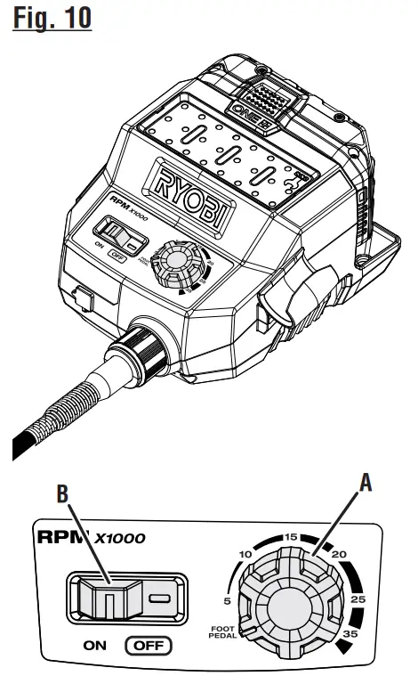 RYOBI PCL480 18V Rotary Tool Station - Speed control10