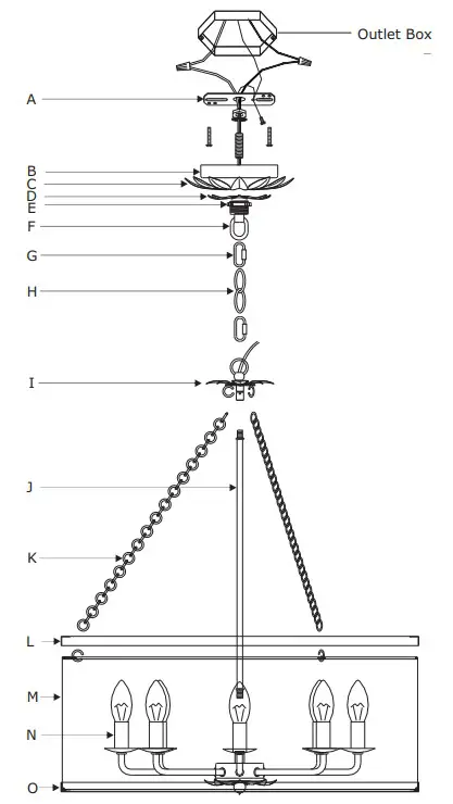 CRYSTORAMA 515-GA Broche Eight Light Chandelier - Outlet Box