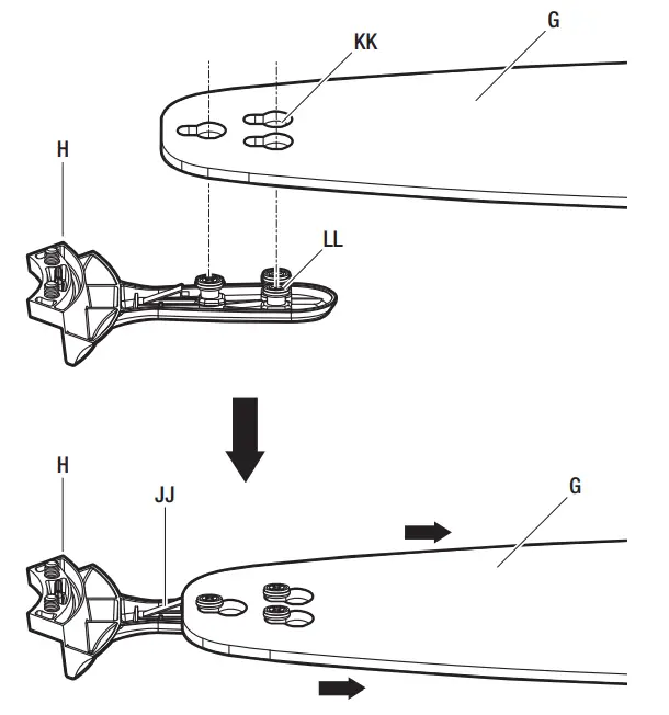 HAMPTON BAY YG990-MBK Loomis 44 in. LED Indoor Matte White Ceiling Fan - Attaching