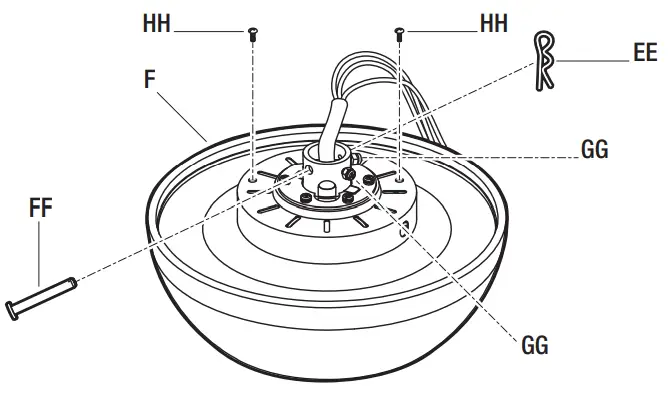 HAMPTON BAY YG990-MBK Loomis 44 in. LED Indoor Matte White Ceiling Fan - Remove the canopy 2