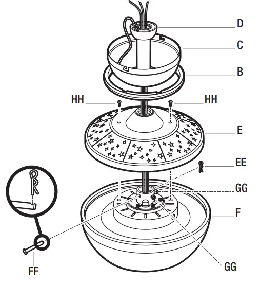 HAMPTON BAY YG990-MBK Loomis 44 in. LED Indoor Matte White Ceiling Fan - Secure