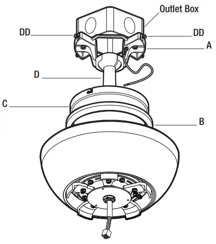 HAMPTON BAY YG990-MBK Loomis 44 in. LED Indoor Matte White Ceiling Fan - locking