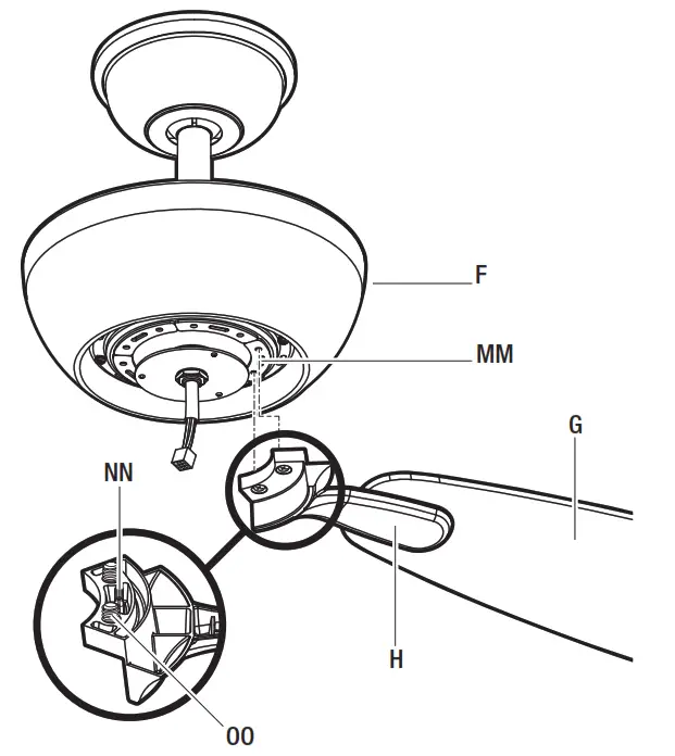 HAMPTON BAY YG990-MBK Loomis 44 in. LED Indoor Matte White Ceiling Fan - motor