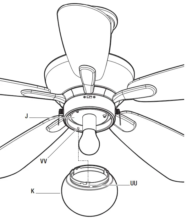 HAMPTON BAY YG990-MBK Loomis 44 in. LED Indoor Matte White Ceiling Fan - prevent electric shock 2