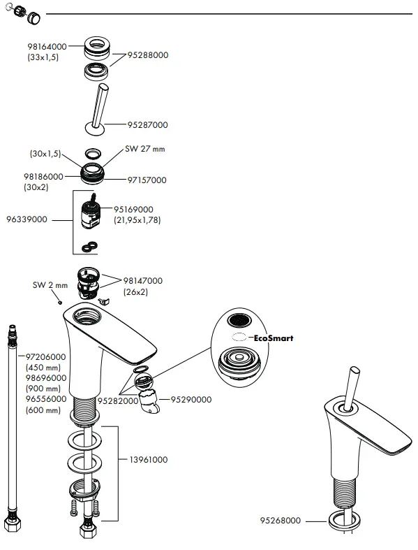 hansgrohe 15066000 PuraVida Tap Pure Chrome for Washbasins - Symbol 13