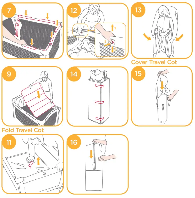 joie Allura Travel Cot with Bassinet - Set Up Bassinet