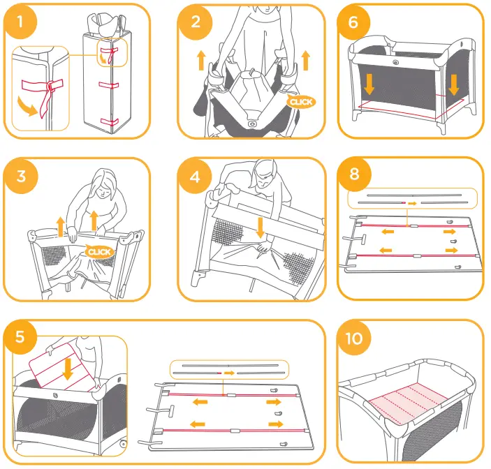 joie Allura Travel Cot with Bassinet - Set Up Travel Cot