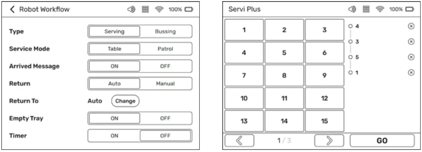 BEARROBOTICS Servi Plus Ultimate Hospitality Food Service Delivery Robot - Settings 3