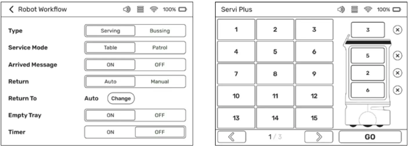 BEARROBOTICS Servi Plus Ultimate Hospitality Food Service Delivery Robot - Settings 4