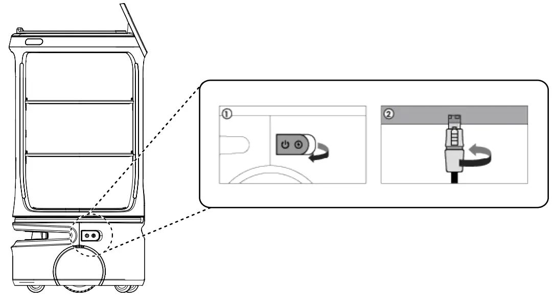 BEARROBOTICS Servi Plus Ultimate Hospitality Food Service Delivery Robot - power button 1