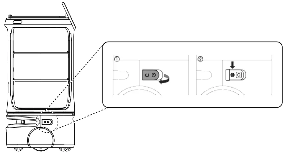 BEARROBOTICS Servi Plus Ultimate Hospitality Food Service Delivery Robot - power button