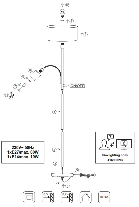 TRIO 416900207 Floor Lamp MOTEL