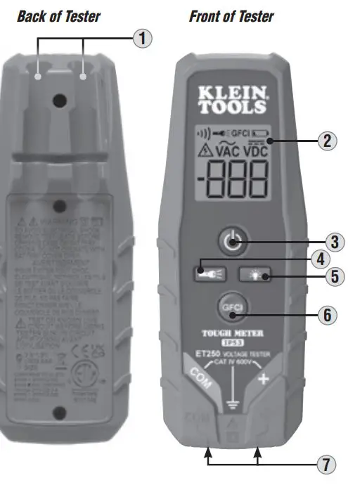 KLEIN-TOOLS-ET250-Digital-AC-DC-Voltage-and-Continuity-Tester-fig-1