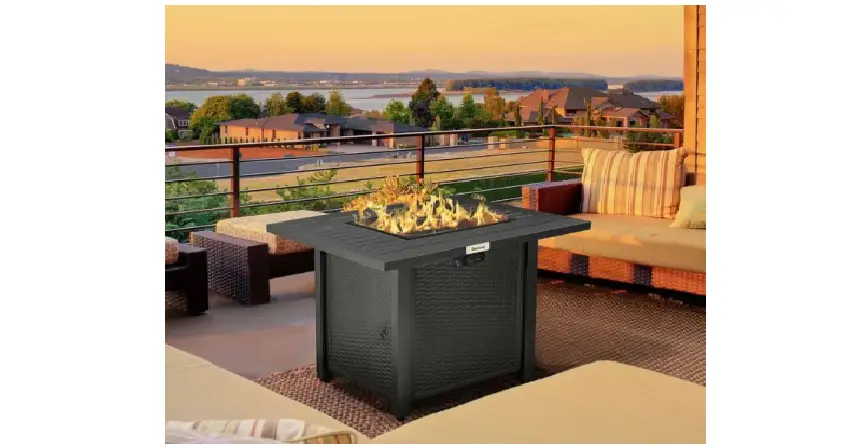 Outsunny 842-303v70bk Rattan Propane Gas Fire Pit Table User Guide