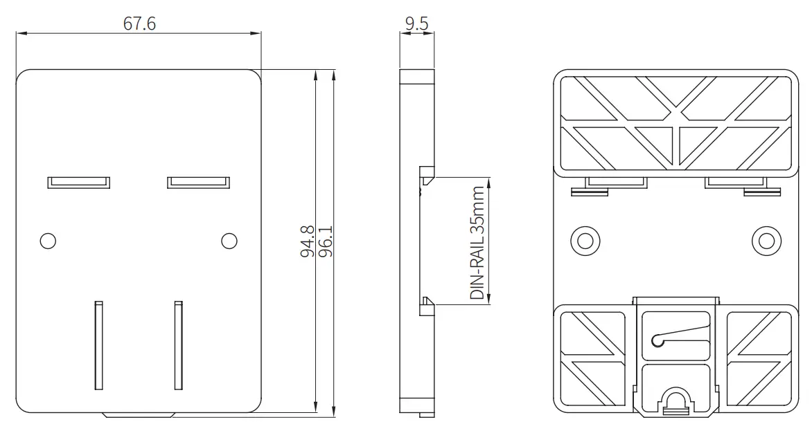 DIN rail mounting installation: Base plate