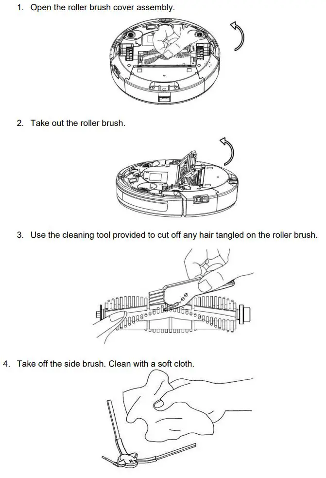 electriQ iQLEAN-CR01 Robot Vacuum Cleaner User Manual - CLEANING THE BRUSHES