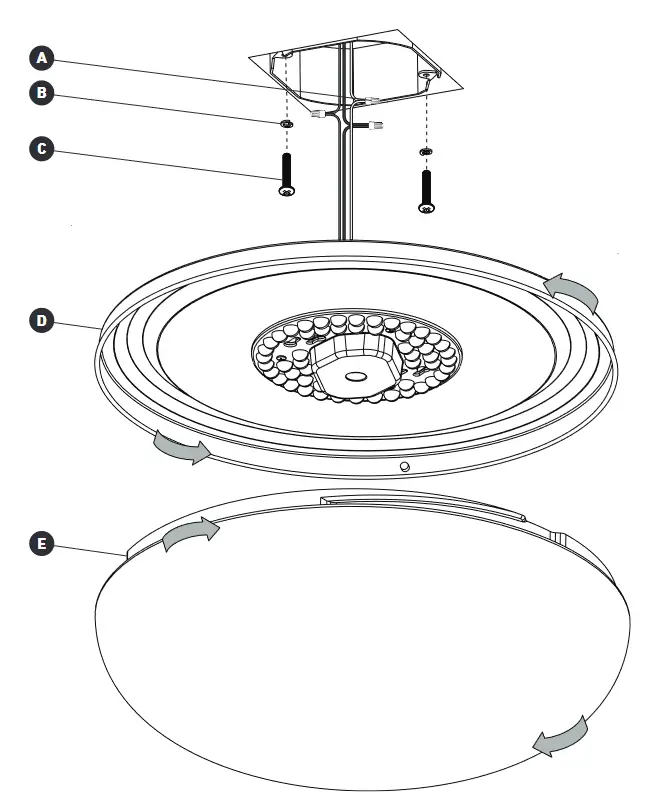 artika Knox 13 13FM-KN-WT10TE10-J LED Ceiling Light Fixture - STEP-BY-STEP INSTALLATION