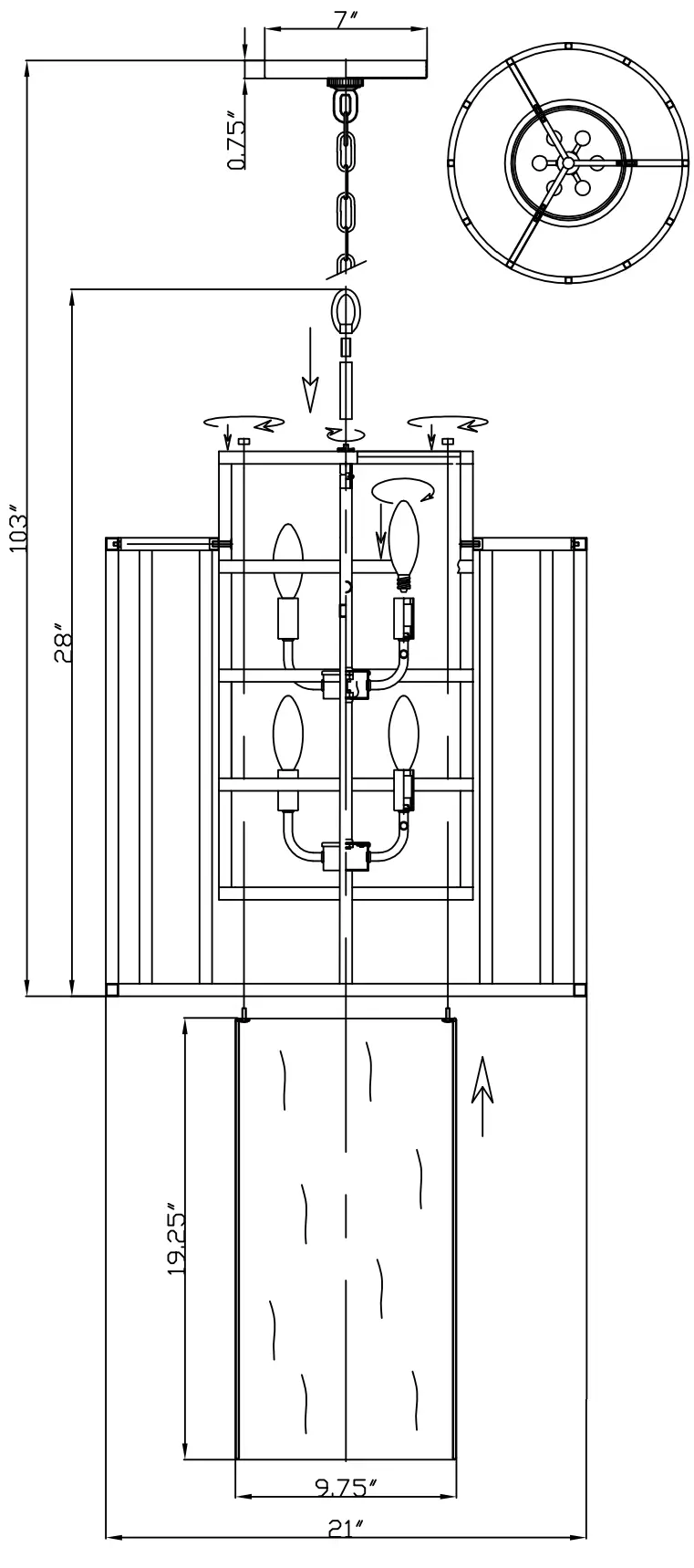 CRYSTORAMA 9597 LG Hulton Hanging Pendant Lighting