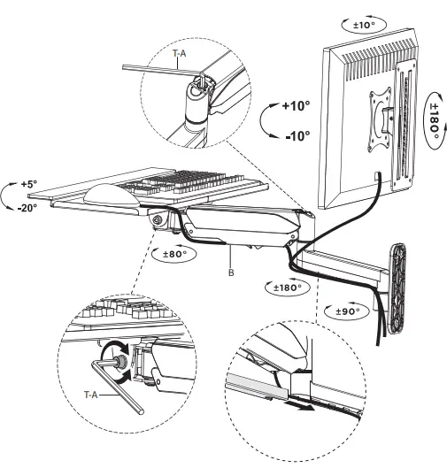 V I V O-MOUNT-VWKB1-Single-Monitor-Wall-Mount-Keyboard-Tray-Wall-Mount-fig-13