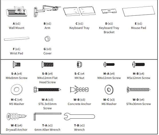 V I V O-MOUNT-VWKB1-Single-Monitor-Wall-Mount-Keyboard-Tray-Wall-Mount-fig-2