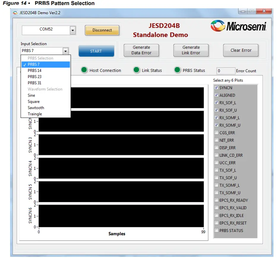 Microsemi DG0611 Implementing JESD204B Interface Using SmartFusion2 - Pattern Selection
