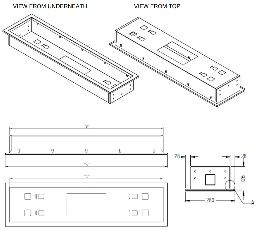 HEATSTRIP THH3200AR Flush Mount Enclosure - Enclosure Dimensions