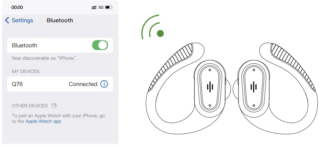 Kuizil Q76 TWS Headphones - Automatic connection