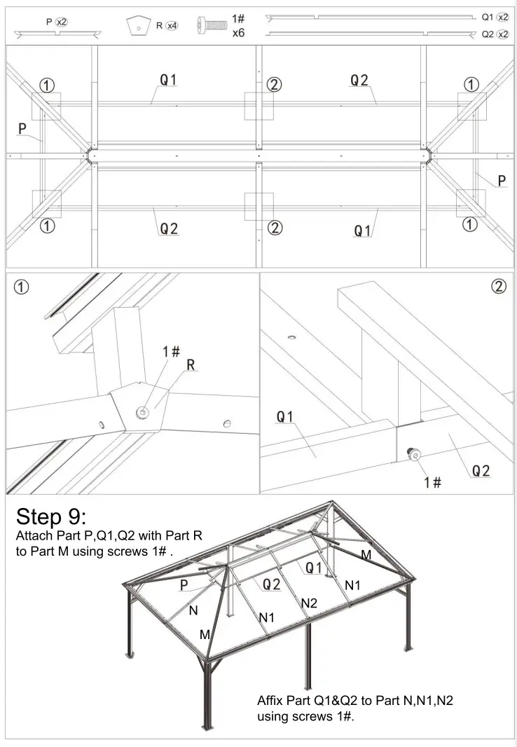 domi outdoor living 12 Foot x18 foot Hardtop Gazebo with Double Roof - Fig 12