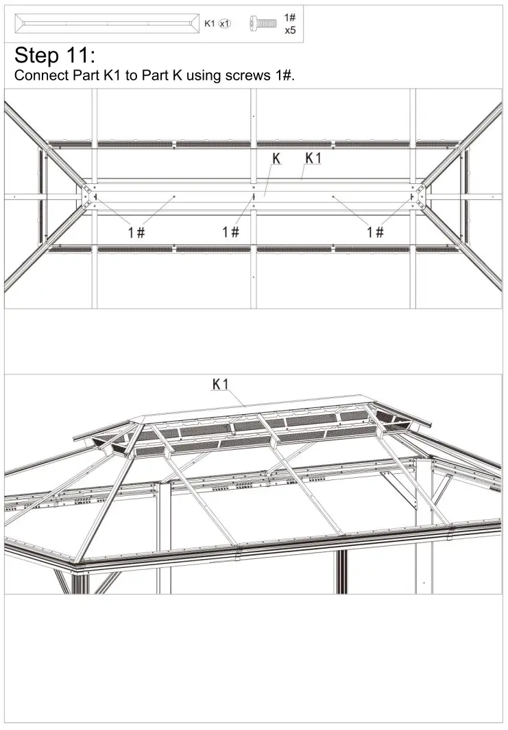 domi outdoor living 12 Foot x18 foot Hardtop Gazebo with Double Roof - Fig 14