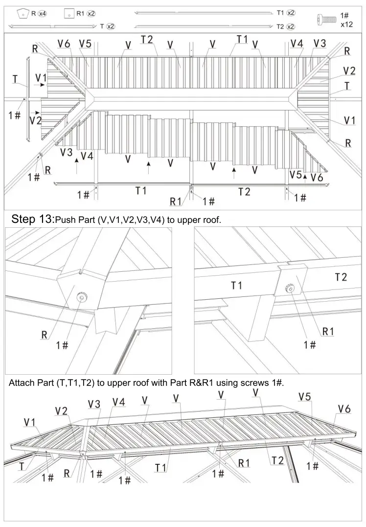 domi outdoor living 12 Foot x18 foot Hardtop Gazebo with Double Roof - Fig 16