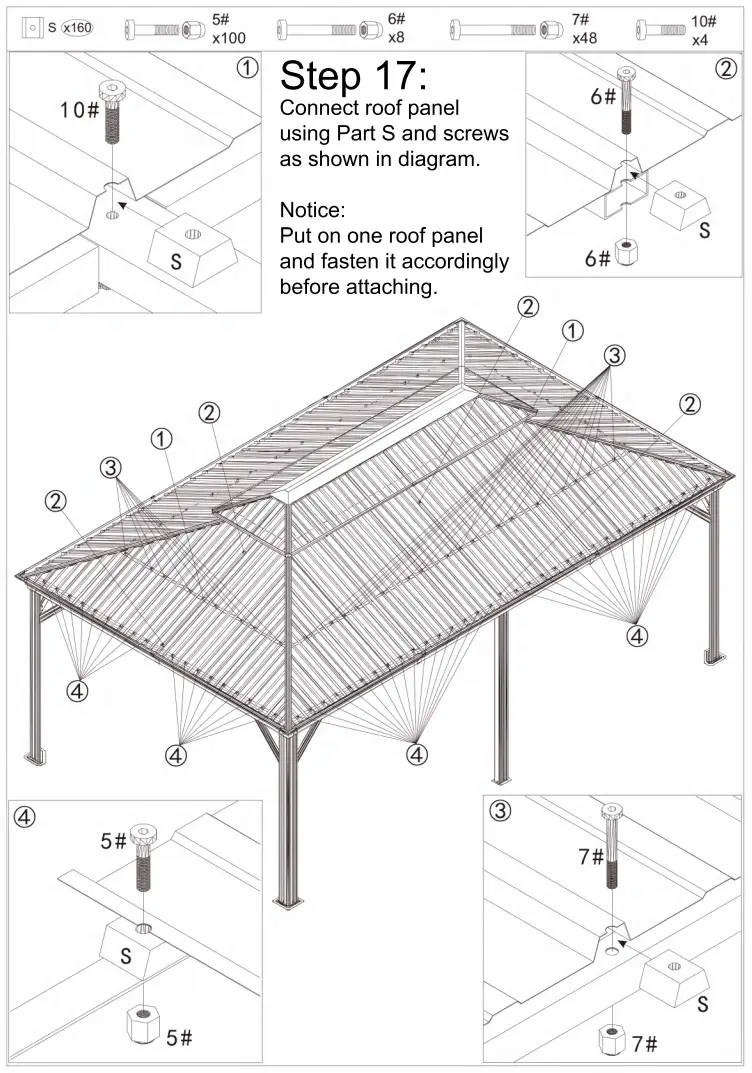 domi outdoor living 12 Foot x18 foot Hardtop Gazebo with Double Roof - Fig 21