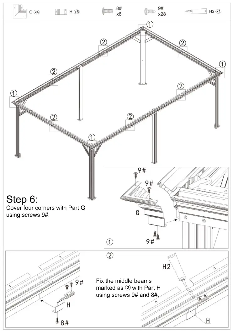 domi outdoor living 12 Foot x18 foot Hardtop Gazebo with Double Roof - Fig 9
