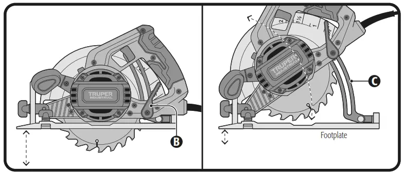 TRUPER SICI-7-1-4N4 Circular Saw - Cutting Depth
