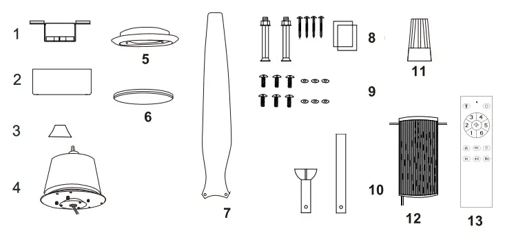 FUFU GAGA KF02022701 66 Inch Integrated LED Indoor Black Ceiling Fan - Parts