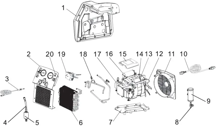 VIVOHOME VH1120 Refrigerant Recovery Machine - Parts Diagram