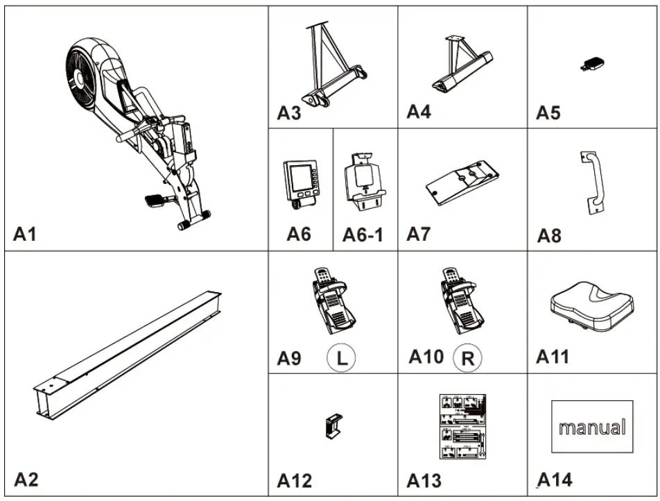 joroto mr60 rowing machine - Accessories List