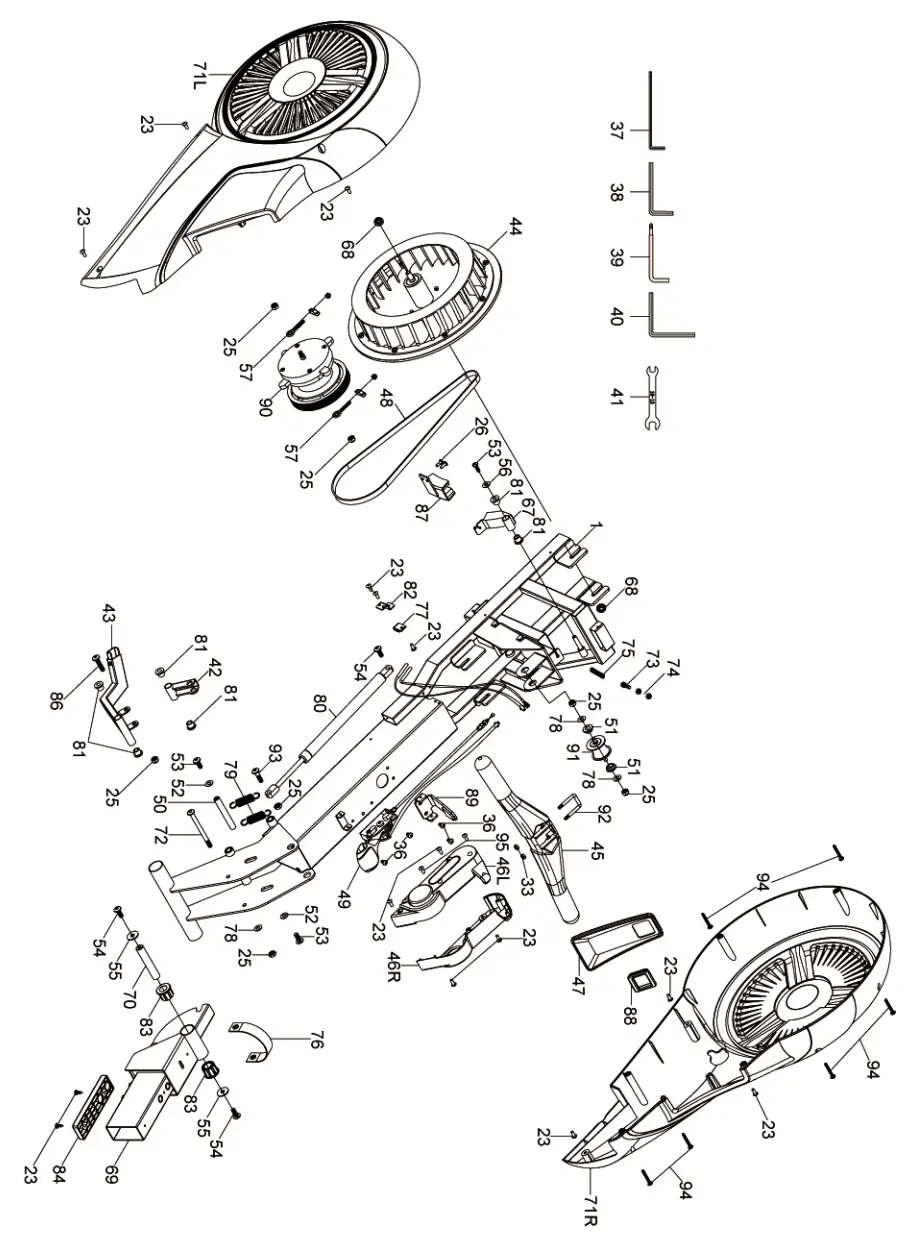 joroto mr60 rowing machine - PARTS LIST