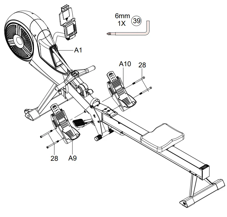 joroto mr60 rowing machine - Pedal