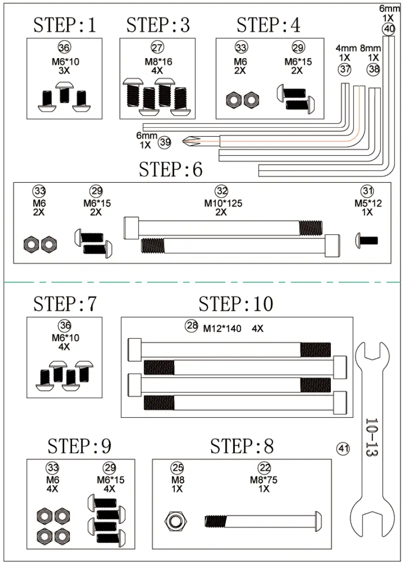 joroto mr60 rowing machine - Tool Kit List