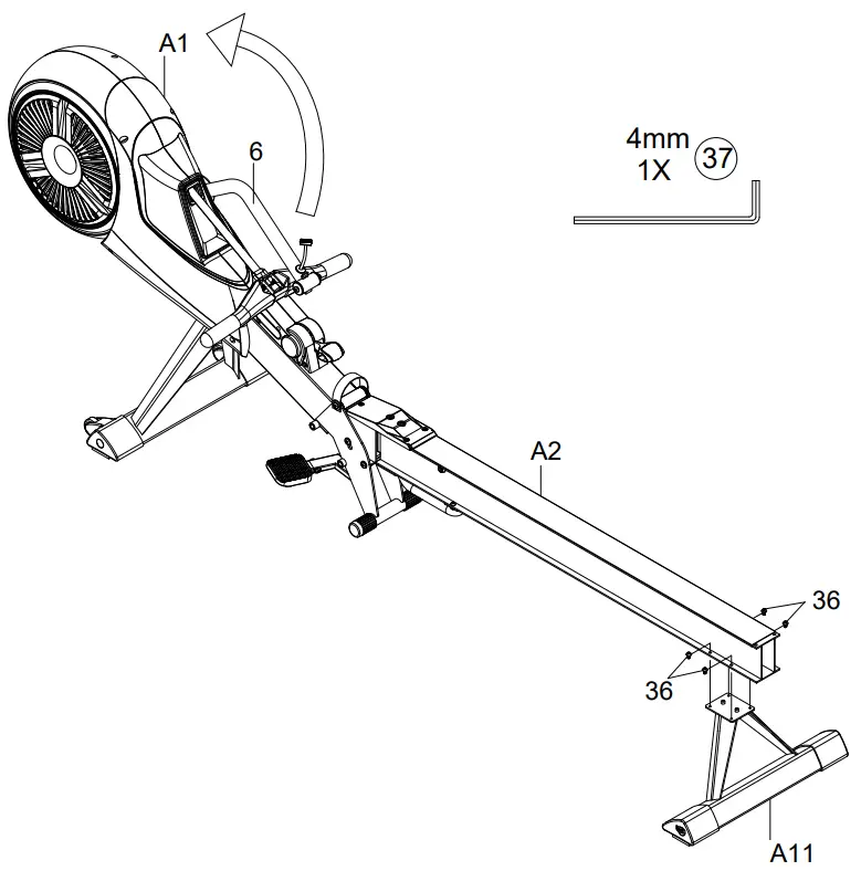 joroto mr60 rowing machine - supporting tube