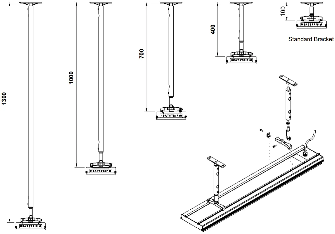 HEATSTRIP THH1800A Outdoor Radiant Heater - Extension Mount Bracket
