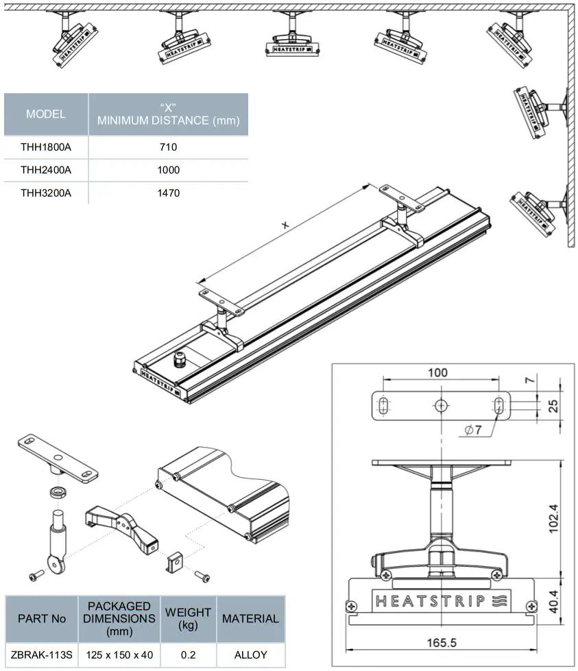 HEATSTRIP THH1800A Outdoor Radiant Heater - mounting brackets